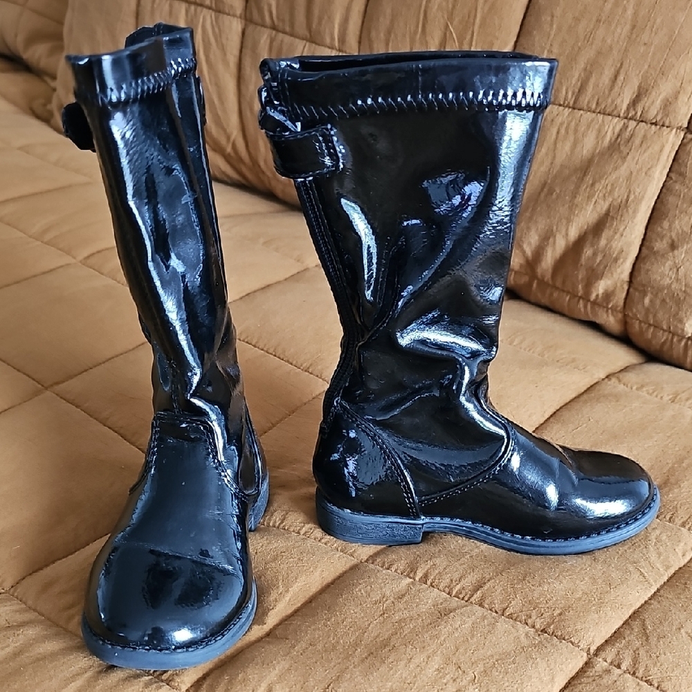 Kenneth Cole Shiny Black Patent Leather Boots Toddler sz 7